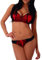 Fashion4Young 4169 Damen Sexy Dessous-Set Bügel BH Spitze Push-Up Slip Unterwäsche (Cup: C/80, rot-schwarz)
