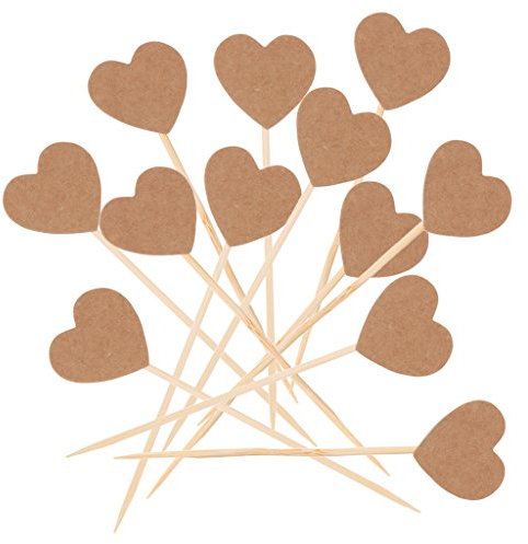 Gazechimp 50pieces / Set Kraftpapier Herz Cupcake Picks