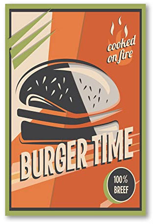 Postereck - 1138 - Burger Time, Plakat Hamburger Essen Fast Food - Wandposter Fotoposter Bilder Wandbild Wandbilder - Poster - 3:2-30,0 cm x 20,0 cm