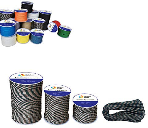 RainbowStone Paracord 7-Strand 550lb Strength 4mm Utility Rope 100m Reel Forest Camouflage