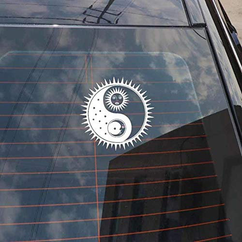 Stukk Stickers Happy Yin Yang Sun & Moon Symbol Schablone Spaßfenster Autoaufkleber 15.7cmx15.7cm - Weiß