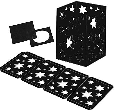 Ursus 2330090 - Laternenpackung, Sterne schwarz, 25 Laternenrohlinge sowie Deckel und Böden, aus Fotokarton 300 g/qm, ca. 14 x 14 x 20 cm, ideal für den nächsten Laternenlauf