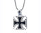 XUANPAI Stainless Steel Black Maltese Cross Jesus Pendant Necklace Catholic Christian Easter Prayer Jewellery for Men Boy Round Box Chain