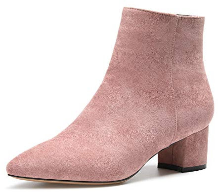 Castamere Polacchine Donna Stivali Cerniera Tacco a Blocco 5CM Medio Tacco Rosa Scamosciato Scarpe EU 42
