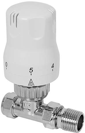 NRG Straight TRV Thermostatic Radiator Valve for Towel Rails 15mm ½ Central Heating Taps