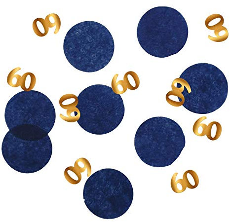 Folat 66360 Konfetti Elegant True Blue Jahre-25 Gramm, Zahl, Chiffre 60