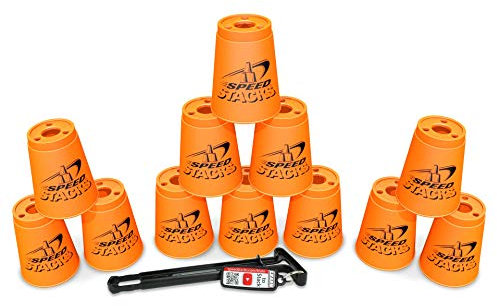 Speed Stacks | Official Sport Stacking Set- Neon Orange | 12 cups & Holding Stem | WSSA Approved