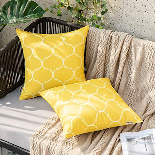 MIULEE 2er Set Outdoor Kissenbezüge Dekorativ wasserdichte Kissenhülle Marokko Kissen Sofakissen Dekokissen Weiche Dekohülle Zierkissen Couchkissen für Sofa Garten 40x40 cm Gelb