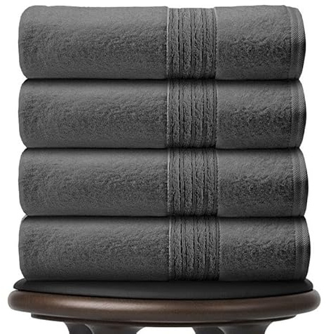 GC GAVENO CAVAILIA Bath Towels, Pack of 4-70 X 120 Cm, Charcoal