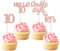 Gyufise 24Pcs Rose Gold Glitter 10th Birthday Cupcake Toppers Double Digits Cupcake Toppers Hello 10 Ten Cupcake Picks for 10th Birthday Party Cake Decorations Supplies