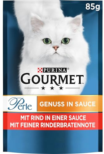 Gourmet Perle Genuss in Sauce Katzenfutter nass, mit Rind, 26er Pack (26 x 85g)