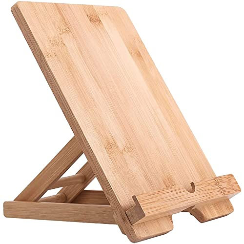 FadyDail Supporto in Legno di Bambù per Tablet e Telefono Cellulare da Scrivania, Compatibile con iPad, iPhone e Tutti i Tablet (Grande Dimensione)
