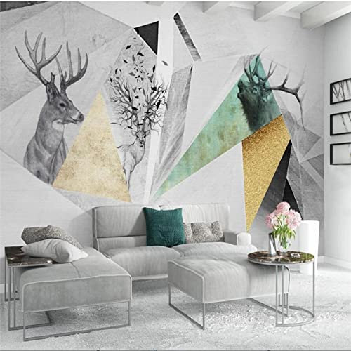 YABAOST Selbstklebendes Wandbild 400X280Cm 3D Wandtattoo Wandsticker Schlafzimmer Tier Elch Kreativ Wanddeko Wandaufkleber Wohnzimmer Tapete Wasserdichtes Pvc Wandbild Hintergrund