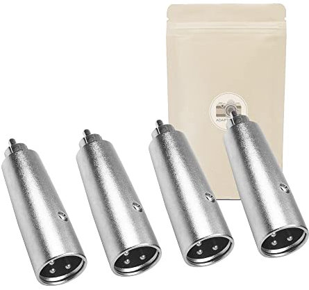 Adaptout 4x Adattatore da spina XLR stereo maschio 3 pin a spina RCA mono maschio - 100% in metallo - Connettore audio con blocco marca francese