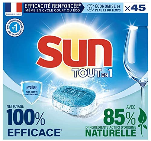 SUN Tablettes lave-vaisselle tout en 1 hygiène ecolabel x45 - Le paquet de 45 doses