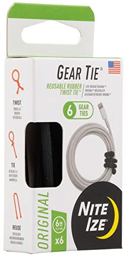 Nite Ize Gear Tie Original ProPacks 6 inch - 6 Pack - Black