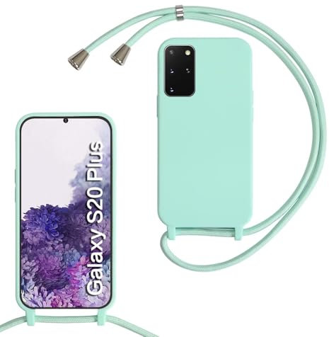 MBSLFY Silikon Handykette für Samsung Galaxy S20 Plus Hülle mit Band,Silikon Necklace Handyhülle mit Abnehmbar Kordel zum Umhängen Stossfest Bumper Handy Schutzhülle für Samsung S20 Plus, Minz grün