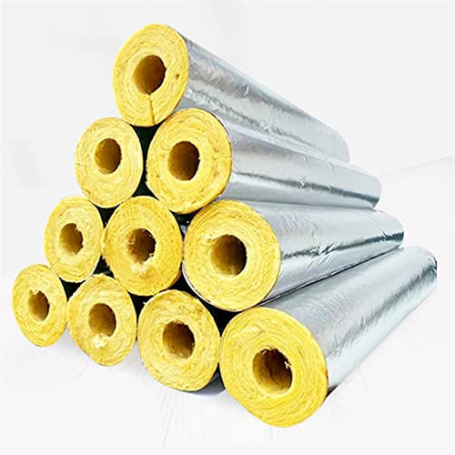 AMOCHO Tuyau Isolant extérieur Auto - adhésif résistant au Gel, Tuyau Isolant recouvert de Feuille d'aluminium, Laine de Verre, ID27-114mm, pour l'isolation Thermique/antigel des tuyaux