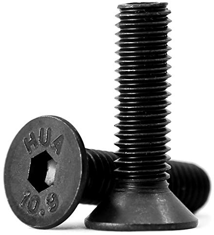 M8 x 16mm 30 pièces vis à tête fraisée hexagonale à tête plate pour clé Allen Acier au carbone 10,9 Noir à six pans creux