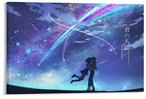Carteles de dibujos animados Anime Your Name Kimi No Na Wallpaper Art Poster Canvas Painting Decor Wall Print Foto Home Modern Poster 08x12 pulgadas (20x30 cm)