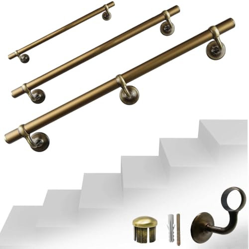 Parpyon® Corrimano a muro Scala Tubo passamano Prodotto 100% Italiano Fissaggio a parete con supporto Kit montaggio FACILE fai da te scale e balaustra (Bronzo, 50cm)