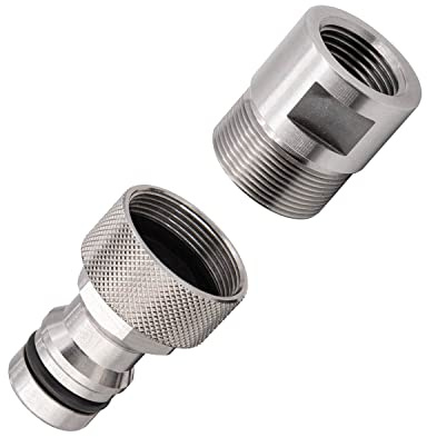 Alb Filter HAHNVERBINDER M22 IG Edelstahl + Adapter 3/8 Zoll IG | Hahnverbinder M22 IG für Schlauch- & Gartenschlauch-Anschluss am Wasserhahn, Edelstahl, Made in Germany