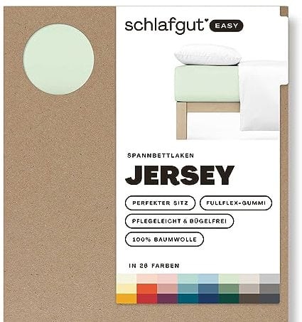 Schlafgut Easy Jersey Spannbettlaken 180x200 bis 200x200 Green Light, Spannbetttuch aus 100% Baumwolle