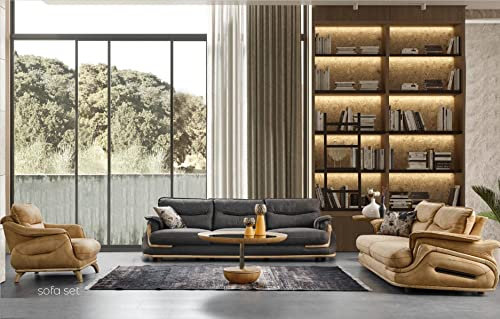 JV Möbel Design Sofagarnitur 4+3+1 Leder Sofa 3 TLG. Set Couchen Sofas Couch Polster Neu