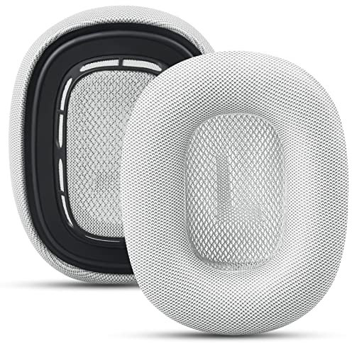 Premium-Ersatz-Ohrpolster für Apple AirPods Max Kopfhörer, Protein-Leder, Memory-Schaum-Ohrpolster (Leder-Weiß)