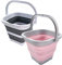 SAMMART 5L Collapsible Rectangular Handy Basket/Bucket (Grey + Pale Pink (Set of 2))