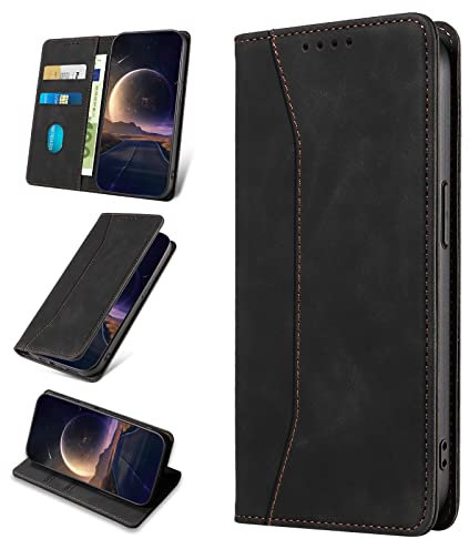 KANVOOS Handyhülle für Xiaomi Redmi Note 9 Pro/Redmi Note 9S Hülle, Premium PU Leder Flip Klappbar Stoßfeste Schutzhülle, Wallet Case Hülle für Redmi Note 9 Pro/Note 9S (Schwarz)