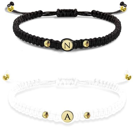Gemszoo Personalisierte Armbänder für Paare, individuelle Initialbuchstaben, passende Armbänder für Paare, Versprechen, Beziehung, Verbindungsarmbänder, Geschenk für Geburtstag, Valentinstag, 25