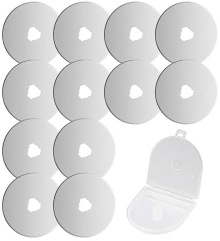 12 Pièces Lames de Rechange pour Cutter Rotatif, 45mm Lame Rotatives, pour le Quilting, le Papier, le Tissu, le Scrapbooking, la Couture, la Découpe de Tissu