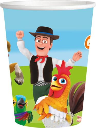 BeenSmile, VASOS DE LA GRANJA DE ZENON, Vasos para Niños, Decoración Cumpleaños Infantiles, Artículos para Fiestas Temáticas y Celebraciones, 8 Vasos de 250 ML