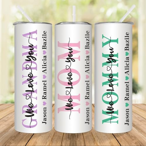 Taza De Acero Inoxidable Para El Día De La Madre We Love You De 20 Oz Para Mamá, Vaso Para El Día De La Madre, Regalo De Cumpleaños Para Mamá, Vaso Personalizado Con Nombres De Niños