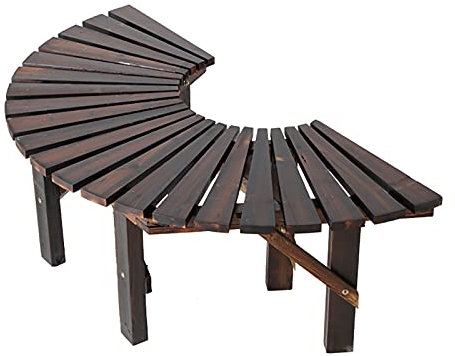 Yclty Außen Halbrunde Baumbank, Holzbank Ca. 121 cm Breite, Witterungsbeständige, Korrosionsbeständige Halbkreis-Rundbank, Starke Tragfähigkeit