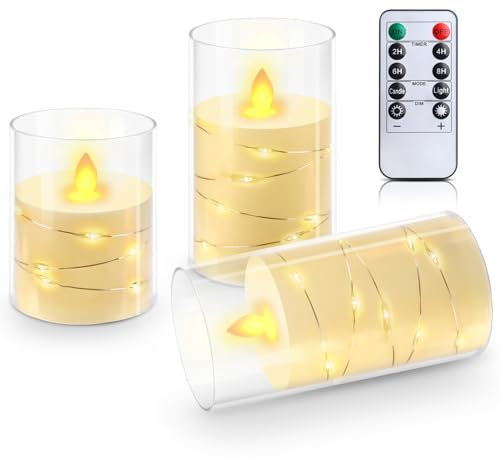 MXTIMWAN 3er Set LED Kerzen, LED Kerzen mit Fernbedienung, LED Kerzen Outdoor mit Timerfunktion, LED Kerzen Flammenlose Kerzen Batteriebetrieben für Wohnkultur