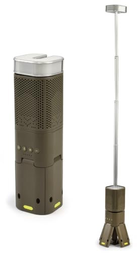 Outdoor Campinglampe LED Akku aufladbar, Strahler mit Bluetooth Lautsprecher, IPX5 wasserdicht, einstellbare Helligkeit und Höhe, mit bis zu 500 Lumen, 4 Lichtmodi, Powerbank Funktion