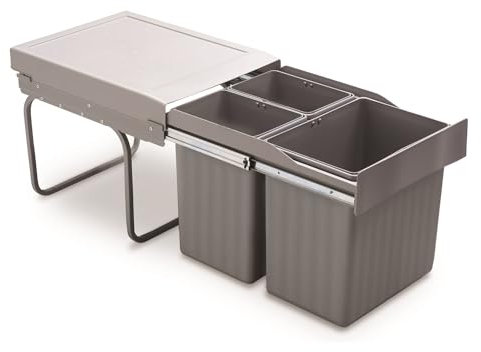 Victory Einbau-Abfallsammler Trio Master 40DT Alugrau 31 Liter Vollauszug Mülleimer Küche