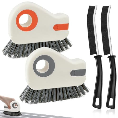 BITEFU 2 STK Fensterrillen Reinigungsbürste, Fensterrillen Reinigungswerkzeug, 2 Hartborsten Eckenreinigungsbürste Spaltreinigungsbürste, für Fenster, Küchen, Badezimmer