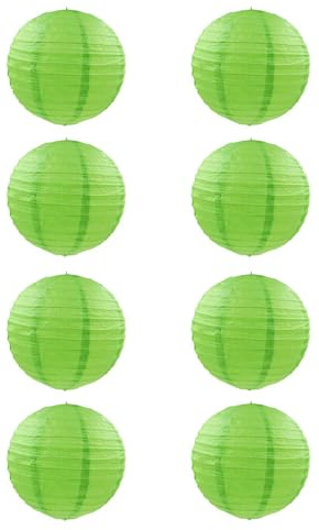 FANSU Papierlaterne Deko, Papierlaternen Set Papier Laterne Rund 8 Stück Hängende Papierlaternen Papier Laternen Feier Lampion Partydekorationen für Dekorative (8 Zoll (20 cm),Grün)