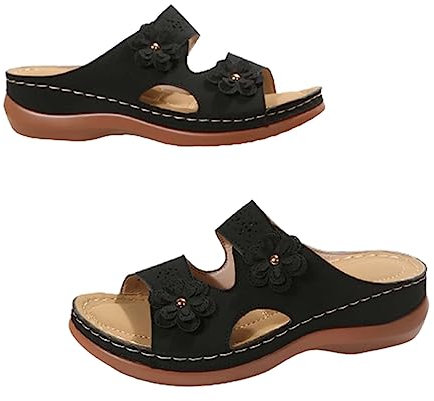 Generico Donna Pelle Flip Flop Donna Rosa Infradito Donna Scarpe da Donna Casual Sandali Estivi da Donna Sandali da Donna alla Donna con Cinturino Morbide con Plantare (Black, 40)