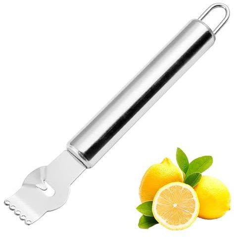 Lemon Stainless Steel Zester,Lemon Zester Peeler, Kitchen Peeler Tool for Cocktails Lime Oranges Kitchen Gadgets (Silver-1)