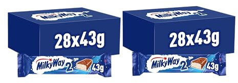 Milky Way Schokoriegel | Milchcreme | 56 Doppelriegel in einer Box (28 x 43 g)