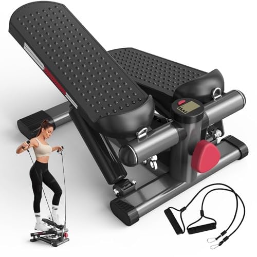 JASPORT ST1 Mini-Stepper für Zuhause, 2-in-1 Up-Down Swing Stepper mit Power Ropes, LCD-Display, Einstellbarer Widerstand, Bein- und Armtraining, Leise und Kompakt, Maximale Belastung 100 kg