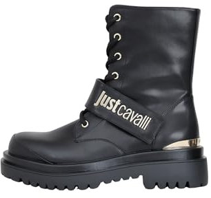 Just Cavalli Schwarze Damen Springerstiefel mit Logo, Schwarz , 39 EU