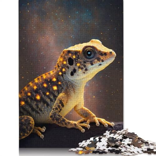 1000-teiliges Puzzle Galaxie-Gecko für Erwachsene, Holzpuzzle, Lernspiel, Herausforderungsspielzeug, Größe: 75 x 50 cm