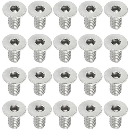 PATIKIL M4 x 8mm Flat Head Socket Cap Screws, 50 Pack 304 Stainless Steel 18-8 Machine Screws Flat Countersunk Bolts Hex Socket Drive Fasteners Grade 6.8