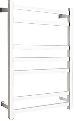 Portasciugamani riscaldato Scaldasalviette elettrico a parete con 7 barre quadrate Portasciugamani elettrico Portasciugamani riscaldato in acciaio inossidabile, consumo 80 W (plug in nero) (cablato b