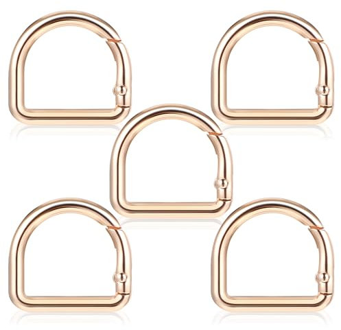 Oruola 5 Stück D Ring für Geldbörse,D Ringe Gold,Zinklegierung D-Ring Schlüsselanhänger Gold,D-Ringe Taschenzubehör Set,2.8 x 3 cm Geldbörsen Hardware für Alle Taschenzubehör,Geldbörsenriemen Ersatz